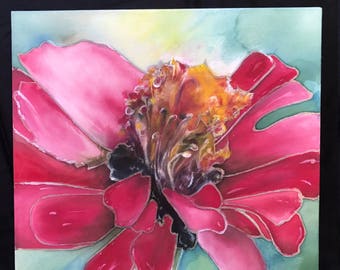 Gerber Daisey 16 x 16 Original Watercolor Batik