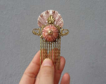 Mermaid Hair Comb - Sea urchin, Shell and vintage filigree