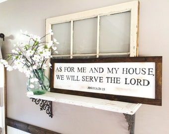As for me and my house, we will serve the Lord sign. 36 in x 12 in(as pictured) or 48x12. Dining room decor, religious, joshua 24:15