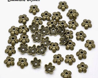 20 bead caps in antique bronze 6 mm