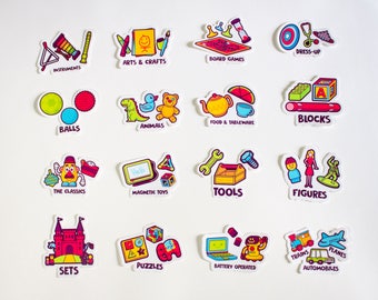 Toy Organization Labels - Vinyl Stickers for Toy Organizing - Playroom Organizational Stickers