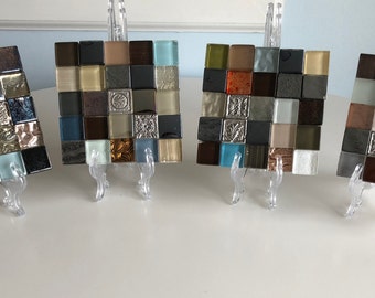 Glass Tile Coaster Set of 4 "Ginger"