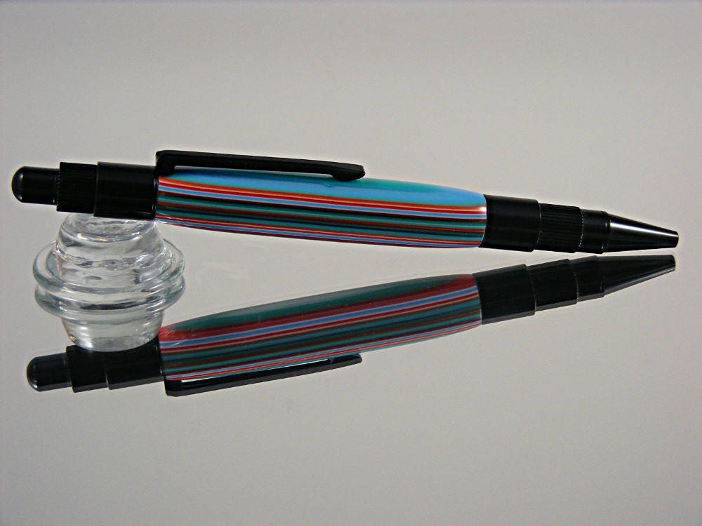Handcrafted Ink Pen in Black Chrome and Festival Acrylic