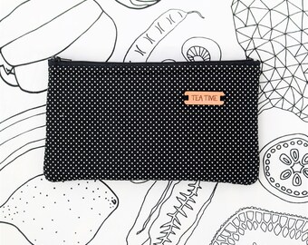 Black Tea wallet Tea Time luxurious teabags carrier zipper pouch Travel tea case Tea party fabric bag Tea Lover gift SaidoniaEco
