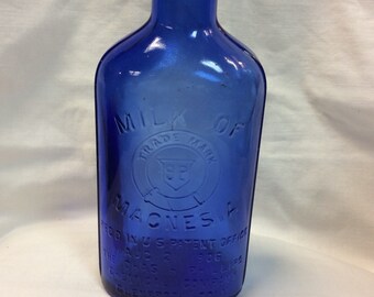 Cobalt Blue Glass, Milk of Magnesia Bottle/Jar, C. 1930s