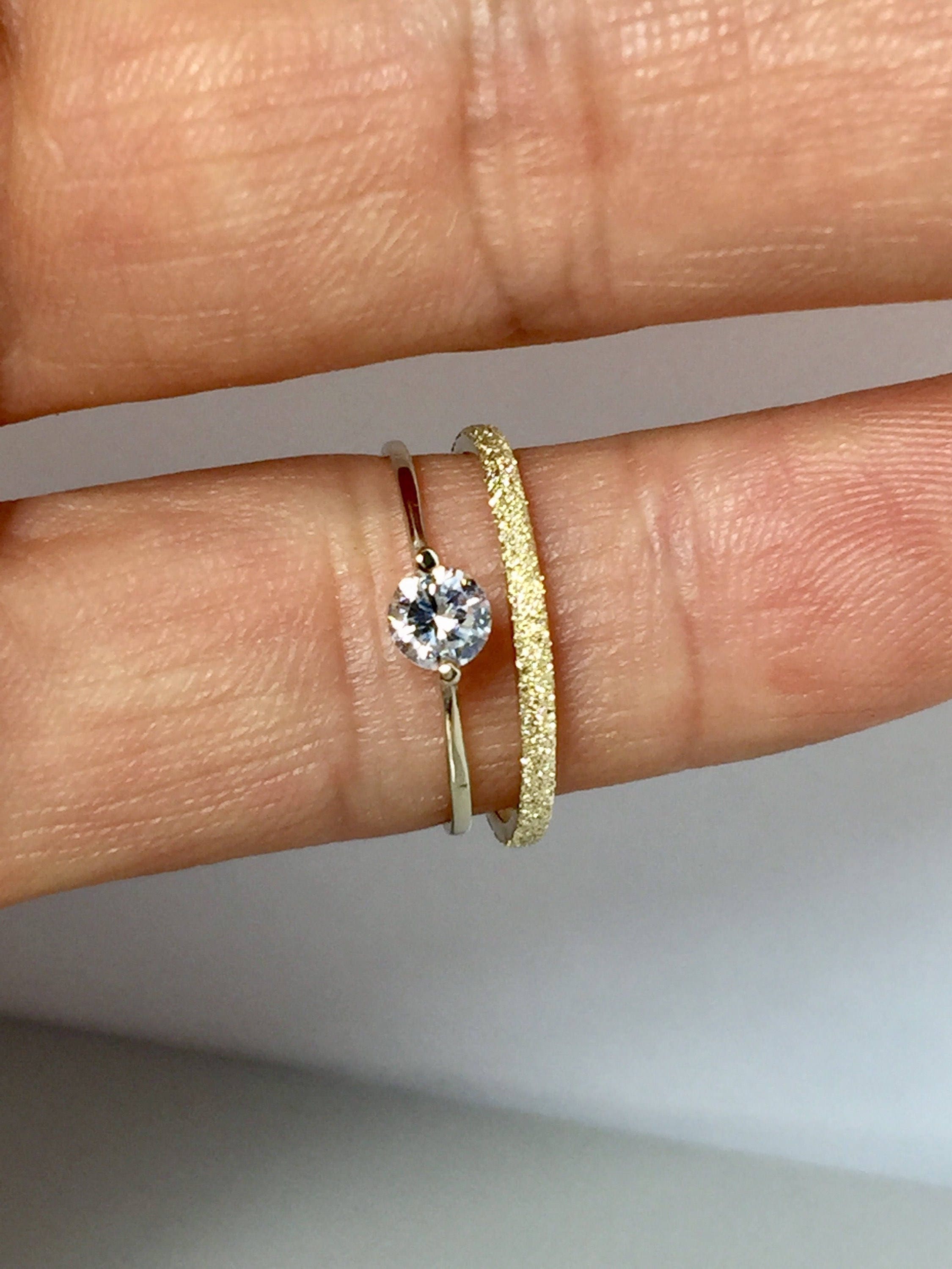 10k/14k Wedding Set Promise Rings Gold Dainty Rings