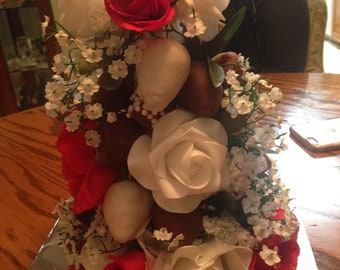 Wedding, Valentine's , birthday, present, gift strawberries covered in chocolate bouquet Mother's Day