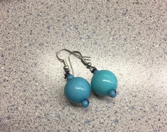 Blue Plastic Dangle Earrings