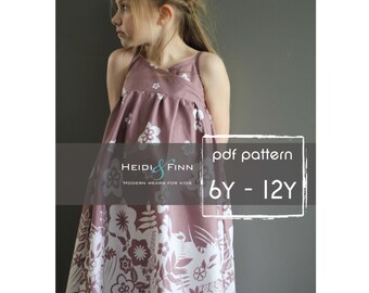 Summer Maxi Dress pattern and tutorial PDF 6y-12y easy sew long tank dress tunic