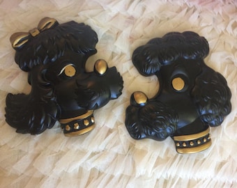 French Poodles Vintage Black Wall Decor