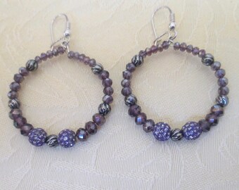 Lavender Crystal Beaded Earrings