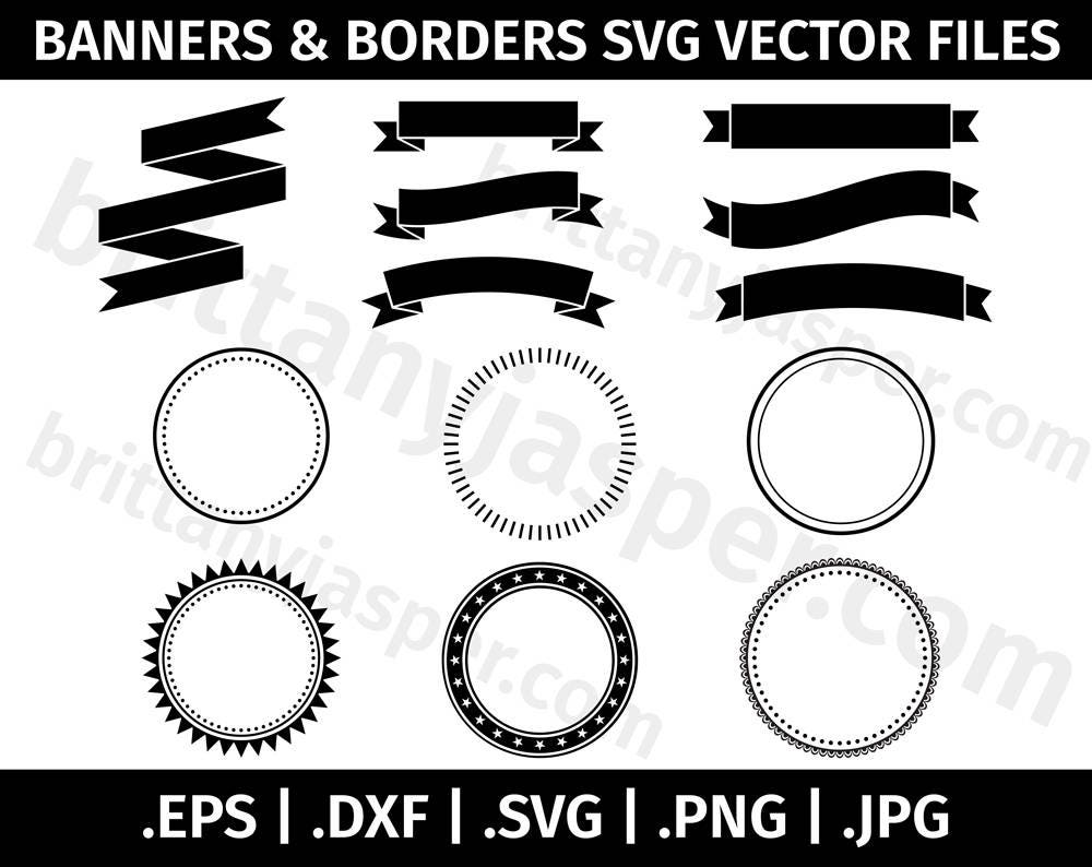Download Banners and Circle Borders SVG Vector Clip Art Bundle