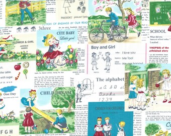 cotton fabric, pattern reading, 3 m, old school book
