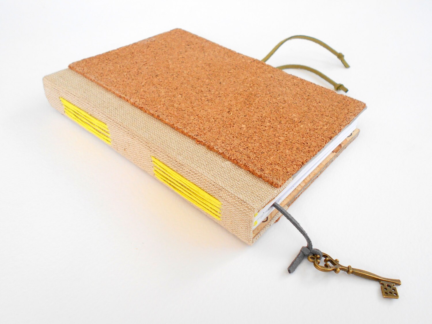 Travel journal with hard cork covers custom color binding
