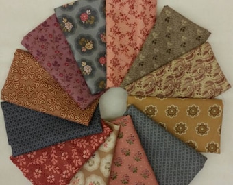 Soft and Subtle Plumberry Civil War Bundle of 12 Fat Quarters