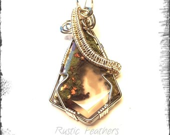Wire Wrapped Moss Agate Pendant