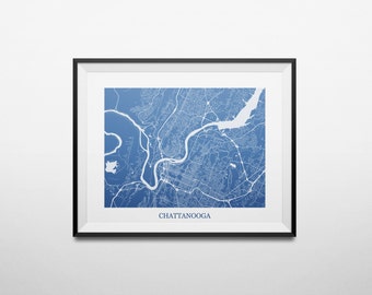 Chattanooga, Tennessee Abstract Street Map Print