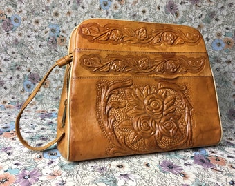 Vintage Tooled Leather Satchel