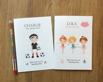 A6 Personalised Childrens/kids Wedding Activity Book Pack Favour - BALLERINAS or FOOTBALLERS