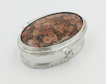 Handmade Sterling Silver and Poppy Jasper Pill or Coin Box
