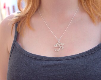 925 Solid Sterling Silver Eye of Ra Necklace, Sterling Silver Ra Eye Necklace, Eye of Horus, Horus Necklace