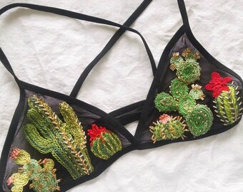 Prickly Pear Embroidered Bralette