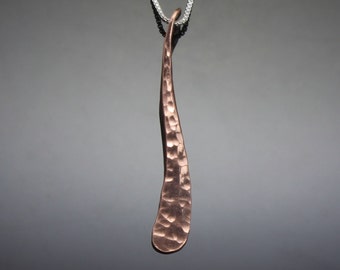 Simple Hammered Copper Pendant // Droplet Necklace