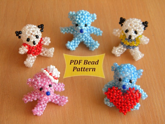 Animal pattern pdf Beaded bear pdf beaded teddy pdf beaded