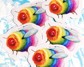 Rumble the Rainbow Bee Vinyl Sticker