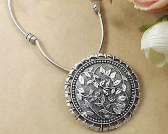 Tibetan Silver Medallion Necklace