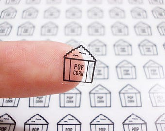 CLEAR Planner Stickers, Popcorn Planner Stickers, Popcorn Stickers, Movie Planner Stickers, Movie Stickers, Erin Condren Stickers (st99#)