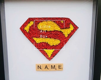 Handmade paper quilled Superman frame