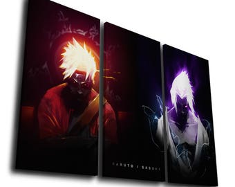 Anime Naruto Sasuke Uchiha Painting Printed on Canvas Wall Art Picture for Home Décor, Contemporary Artwork, Split Canvase, Birthday Gift