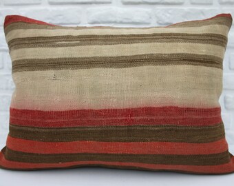 kelim kissen, kilim pillow, 20x28, striped, Turkish pillows, Anatolian, throw, cushion cover, colorful, handmade, lumbar, pillow, woven 50