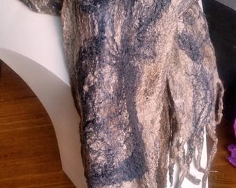 Handmade felted merino wool, baby camel silk scarf