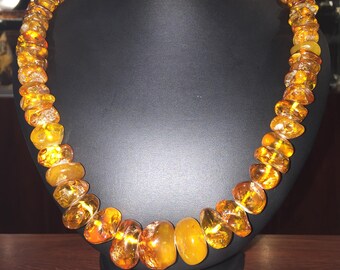 An Opera Length Amber Necklace. Russia, vintage circa 1970's.