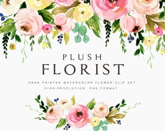 Watercolor flower clipart-Plush Florist/Individual PNG files/Hand Painted/wedding