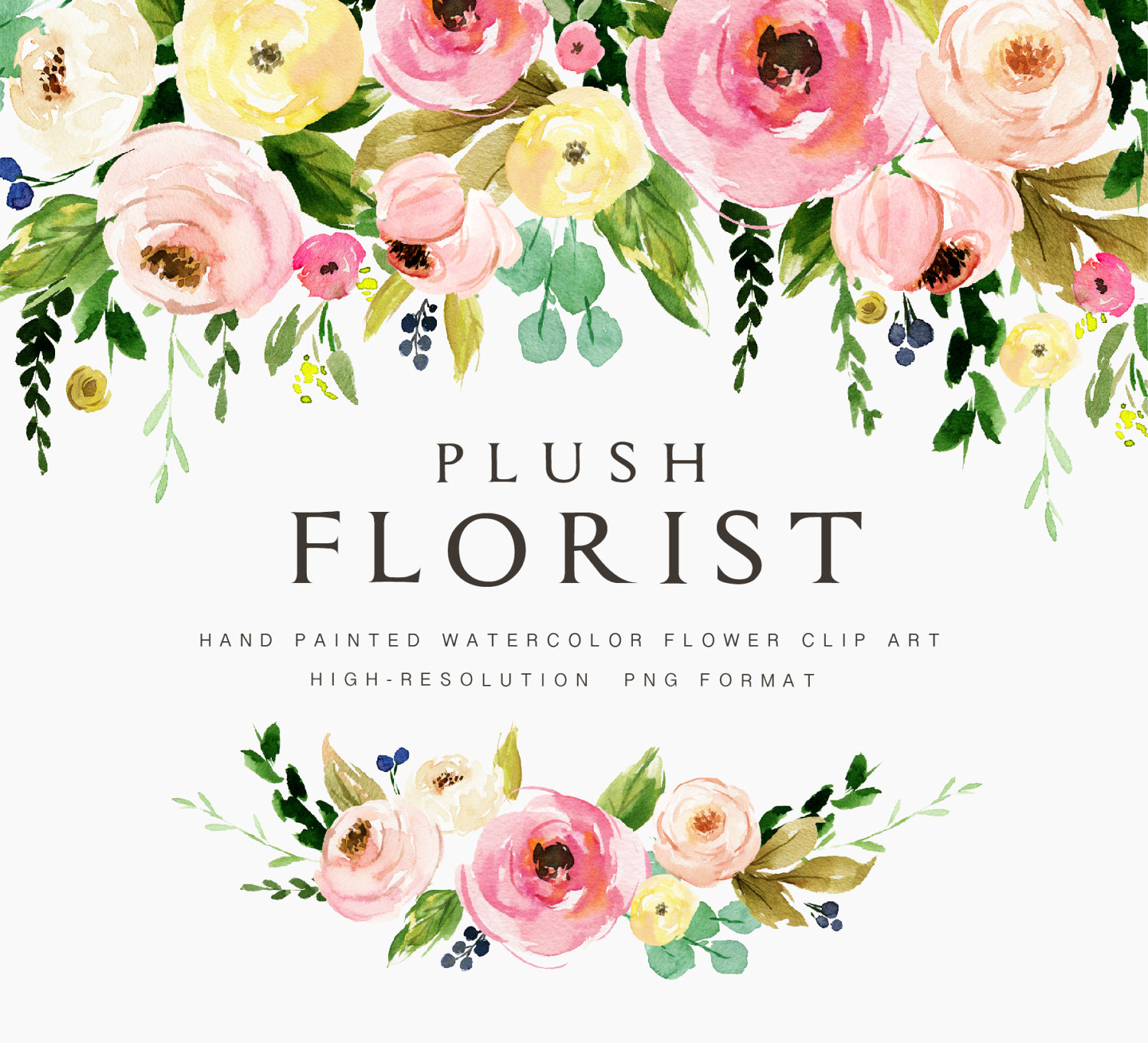 Watercolor flower clipart-Plush Florist/Individual PNG