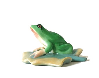 Herend Porcelain Figurine Frog Figurine on a Lily Pad Mothers Day Gift