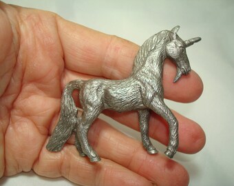 Vintage BEA LINE Pewter Miniature Unicorn.
