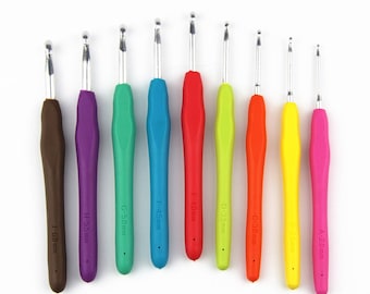 9pcs Aluminum Handle Crochet Hook Needles Knitting Knit Yarn Weave Craft Different Size(2-6mm)in a plastic partitioned packaging(CHKN-9001)