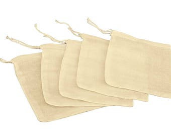 Organic Cotton Small Muslin Bags, 100 Qty 3x4 inches natural, tea bag, gift bags, party favor bags, baby, wedding, bridal shower