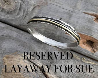 RESERVED LAYAWAY 18K Gold & Sterling Silver Bangle Bracelet Handmade Jewelry By Joy Kruse Wild Prairie Silver Jewelry