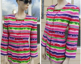vintage 80s colorful blazer jacket lined by Gay Boyer size 12