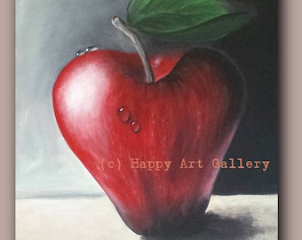 Red Apple- Still life painting kitchen wall art kitchen decor contemporary modern kitchen wall decor kitchen art still life oil painting