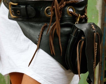 Leather belt bag / Fanny pack / Leather Utility Belt Bag / Festival hip bag / Boho bag / High quality hand made / Infinite styles