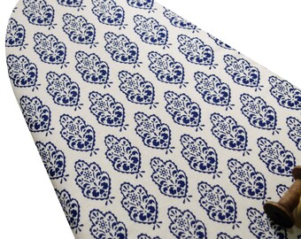 PADDED Ironing Board Cover made with 100 percent linen delft blue on white select the size