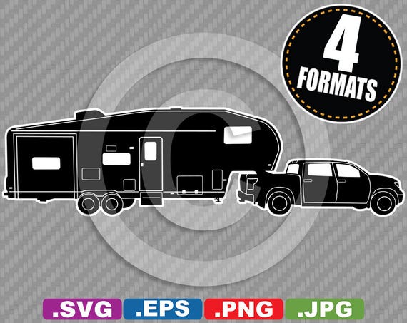 5th Wheel Travel Trailer / Camper / RV Clip Art Image - SVG cutting ...