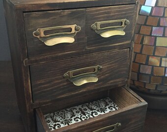Vintage Card Catalog Jewelry Box