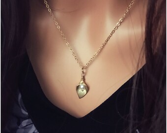 Gold Calla Lily Necklace - Flower Leaf Necklace - Pearl Flower Necklace - Custom Pearl Flower Necklace - Swarovski Pearl Gold Calla Jewelry